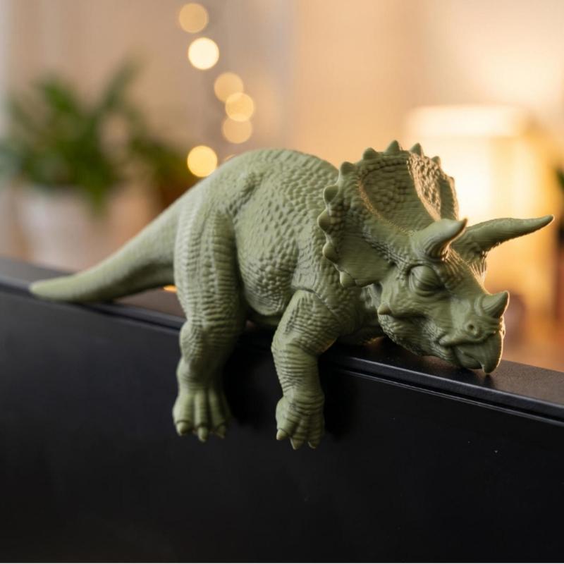 Desk Setup Gifts - 寝ているティラノサウルスレックスのモニターオーナメント、キュートな3Dプリント恐竜デコレーション、ゲーミングセットアップデスクデコレーション、ゲーマーボーイへのギフトアイデア