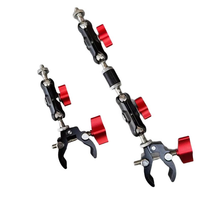 Monitor Arm Clamp - 1 セット写真アクセサリーカメラメタルスーパークランプダブルボールヘッド付きマジックアームモニターライトマイク電話マウント用