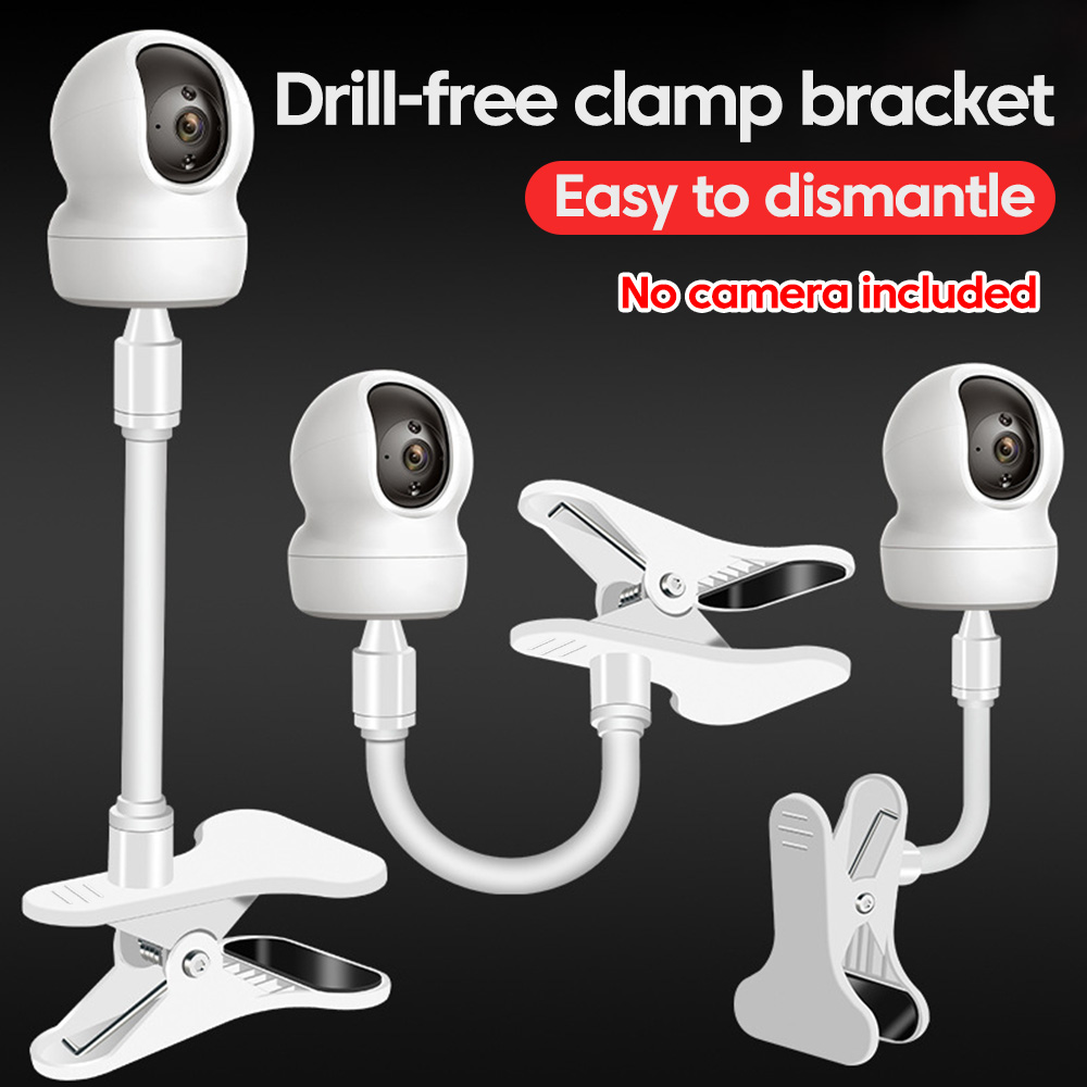 Monitor Arm Clamp - Protable フレキシブルカメラクランプマウント ベビーモニターカメラホルダースタンド ウェブカメラモニター パンチフリーの曲げ可能なブラケットベース クリップ付き