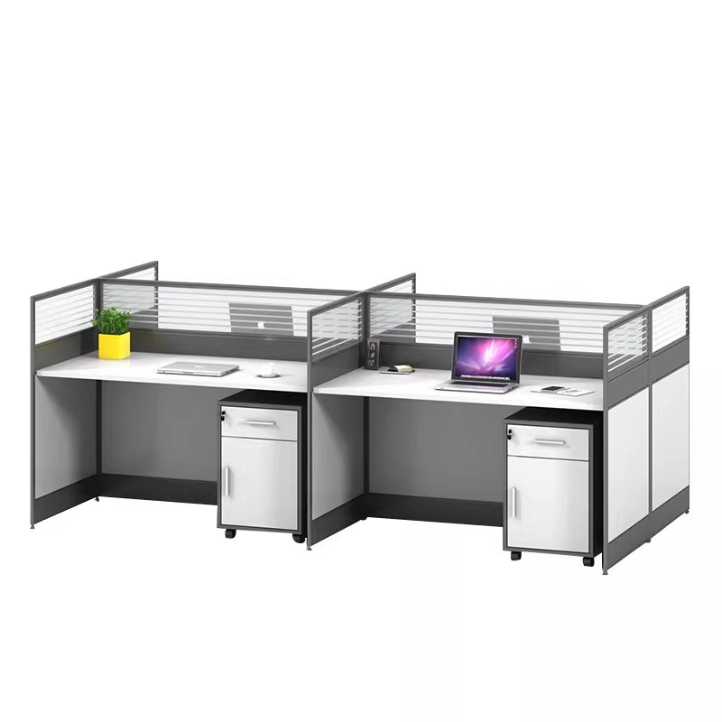 Desk Setup Corner - 白いオフィスデスク（2人、4人、6人用）ドライキングテンコーナーL字型キュービクルパーティションワークステーションセットアップ