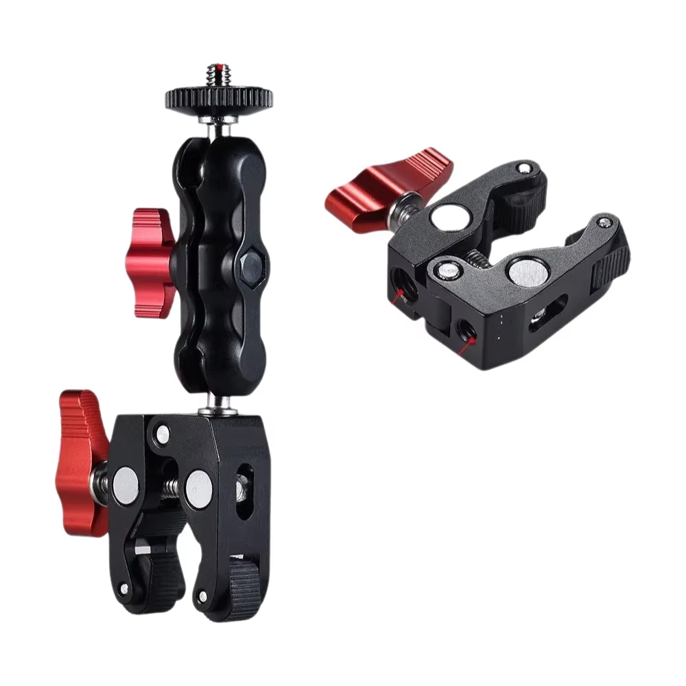 Monitor Arm Clamp - スーパークランプ カメラクランプマウント モニター360 ° ボールヘッドマジックアーム ダブルボールヘッドアダプター