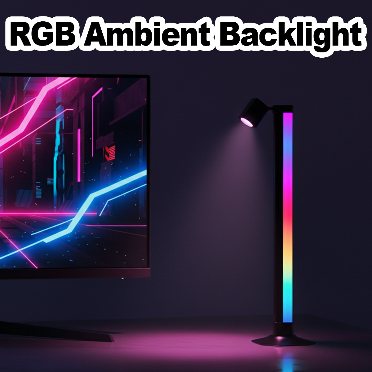 Desk Setup Background - スマートライトバー LED RGB 音楽同期 アプリ制御 USB雰囲気ランプ
