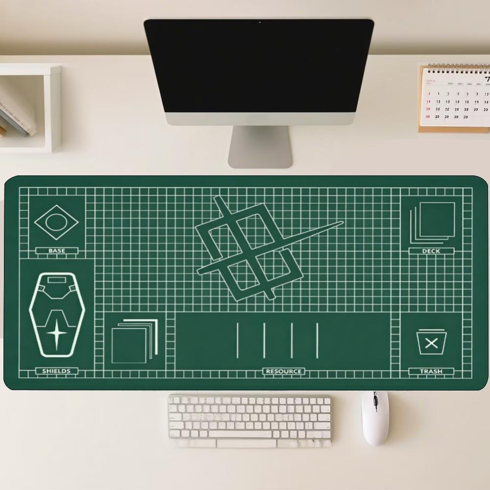 Desk Setup Workspace - グリッドカットマットパターン大型マウスパッド、滑り止めゴム製拡張デスクマット、ゲーム、オフィスワークスペース、キーボード・マウスセットアップ用