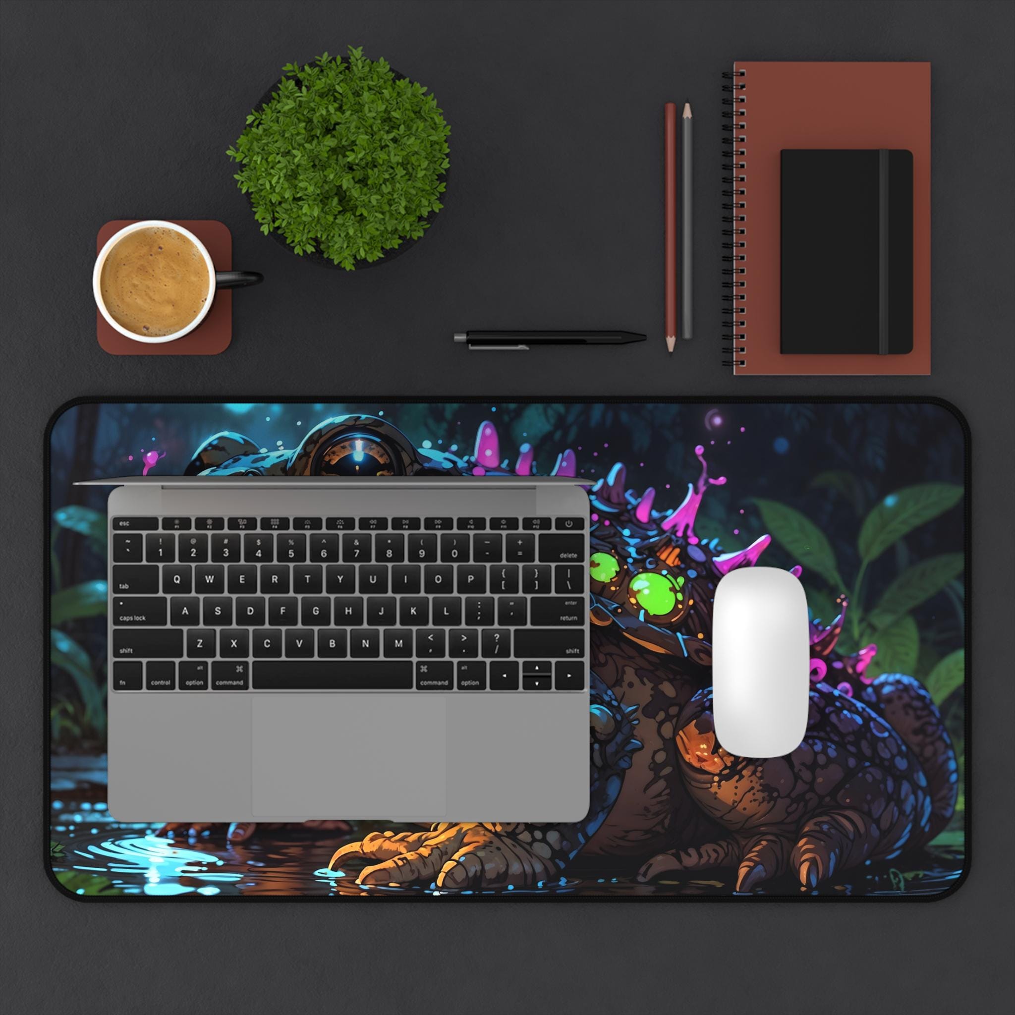 かわいい天のカエルデスクマット - 鮮やかな色とステッチエッ - Desk Setup Workspace のレビューと価格