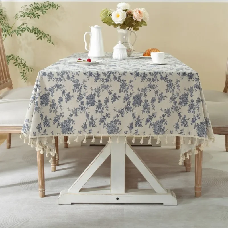 リネンとコットンのレトロなダイニングテーブルカバー,花柄のテ - Desk Setup Background のレビューと価格