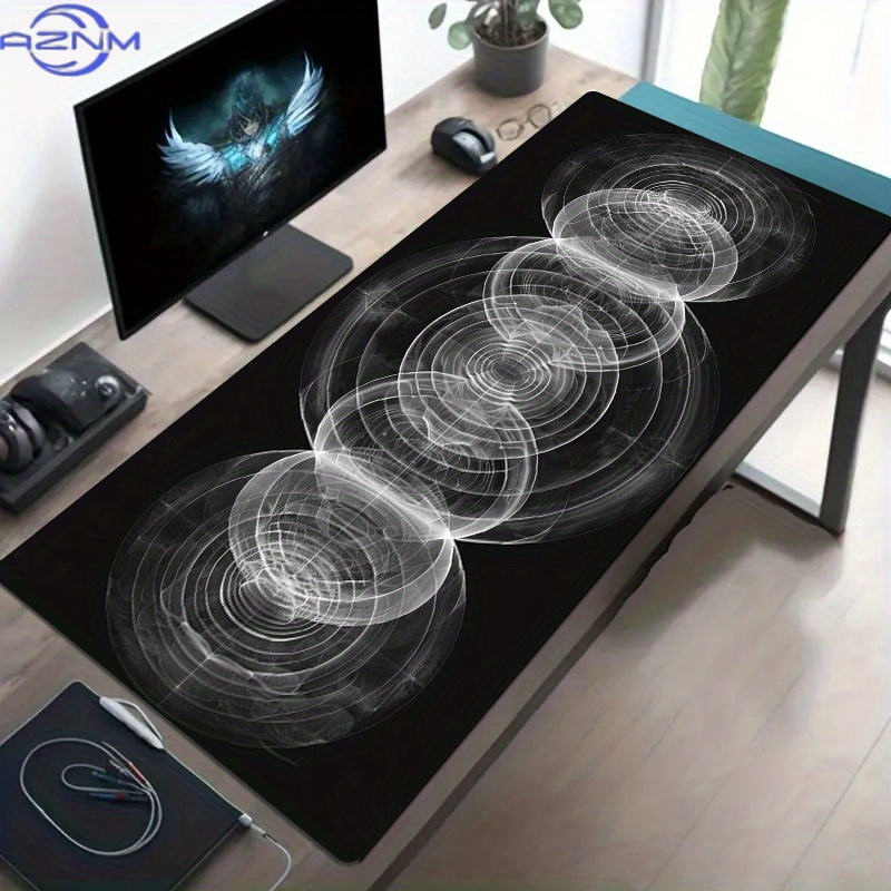 大きな黒と白のスパイラルパターンのマウスパッド - オフィス - Desk Setup Workspace のレビューと価格