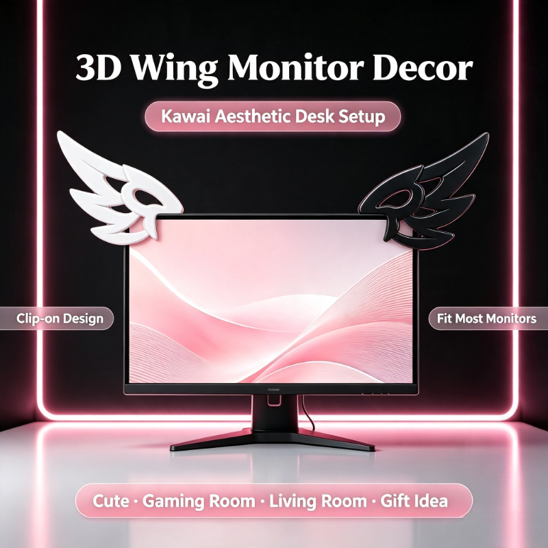 かわいい3Dウィングデコレーション、コンピューターモニター用 - Desk Setup Gifts のレビューと価格