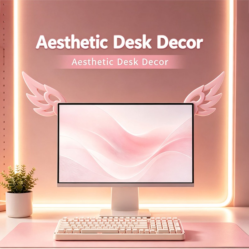 かわいい3Dウィングデコレーション、コンピューターモニター用 - Desk Setup Gifts のレビューと価格