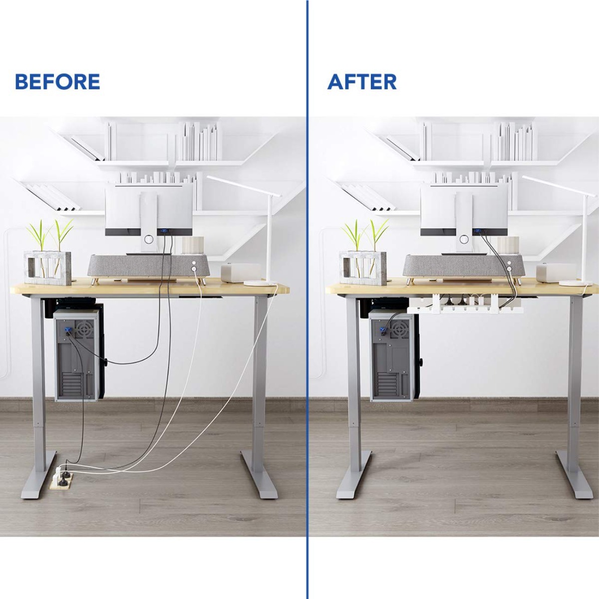 ケーブル管理トレイ デスクオーガナイザー テーブル下ワイヤー - Desk Setup Workspace のレビューと価格