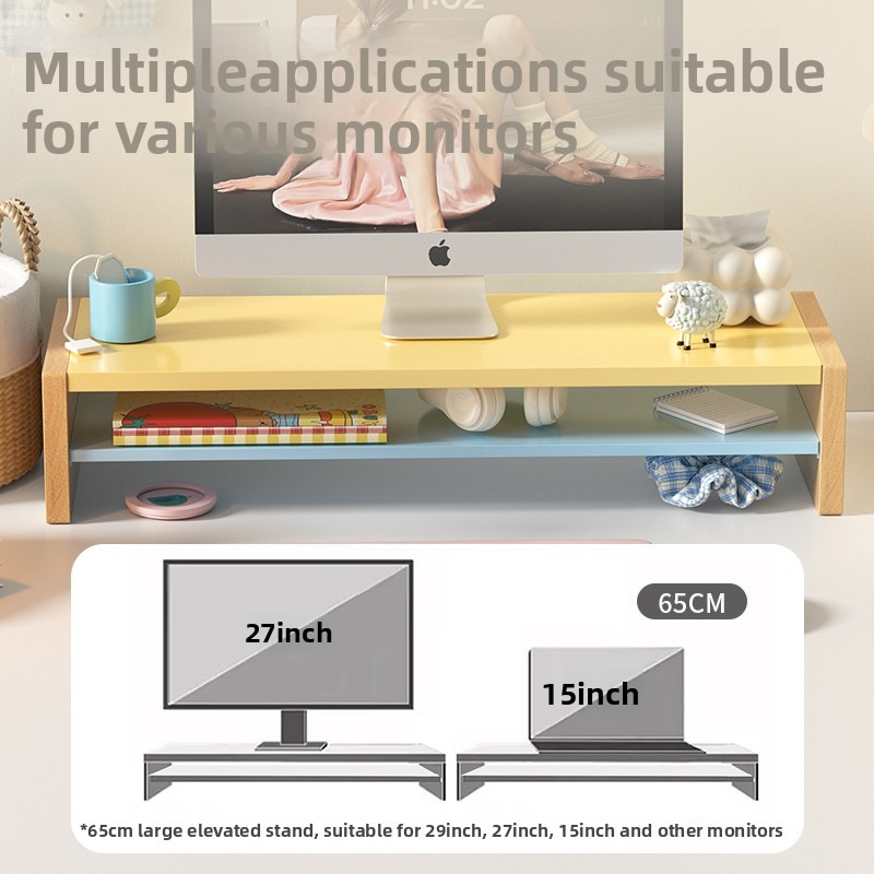 木製モニターライザースタンド 収納棚付き 人間工学に基づいた - Desk Setup Workspace のレビューと価格