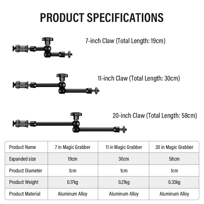 マジックアーム 7/11/20インチ 360 °   回転可 - Monitor Arm Clamp のレビューと価格