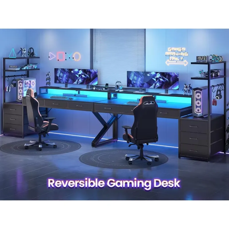 55インチゲーミングデスク、コーナーセットアップ用6つの引き - Desk Setup Corner のレビューと価格