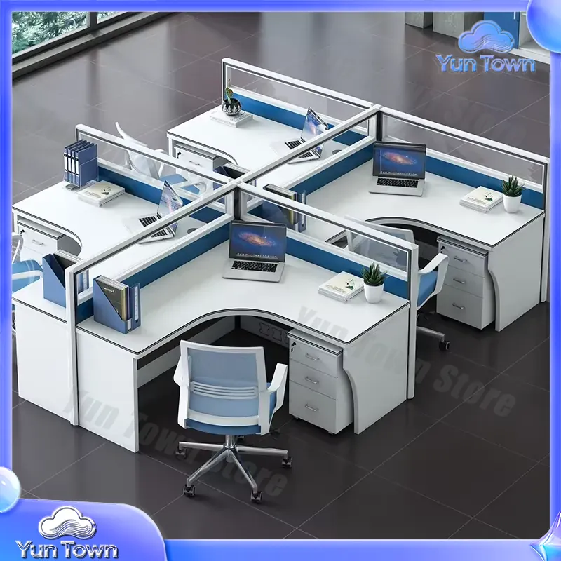 モダンなオープンモジュール式オフィスデスク、4人用ワークステ - Desk Setup Workspace のレビューと価格