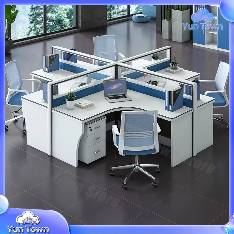 モダンなオープンモジュール式オフィスデスク、4人用ワークステ - Desk Setup Workspace のレビューと価格
