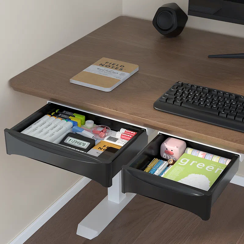 モバイル台座、隠し引き出し、ケーブル管理を備えた小型のデスク - Desk Setup Workspace のレビューと価格