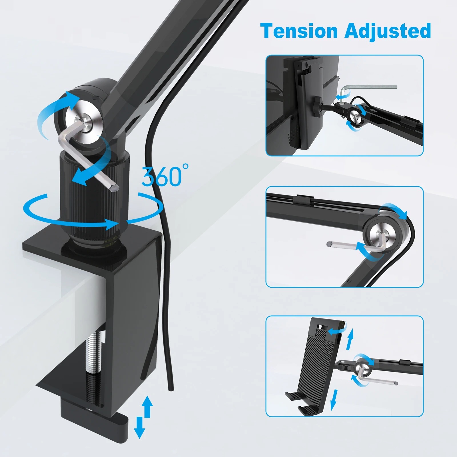 2025年タブレットスタンドホルダー iPad用、ポータブル - Monitor Arm Clamp のレビューと価格