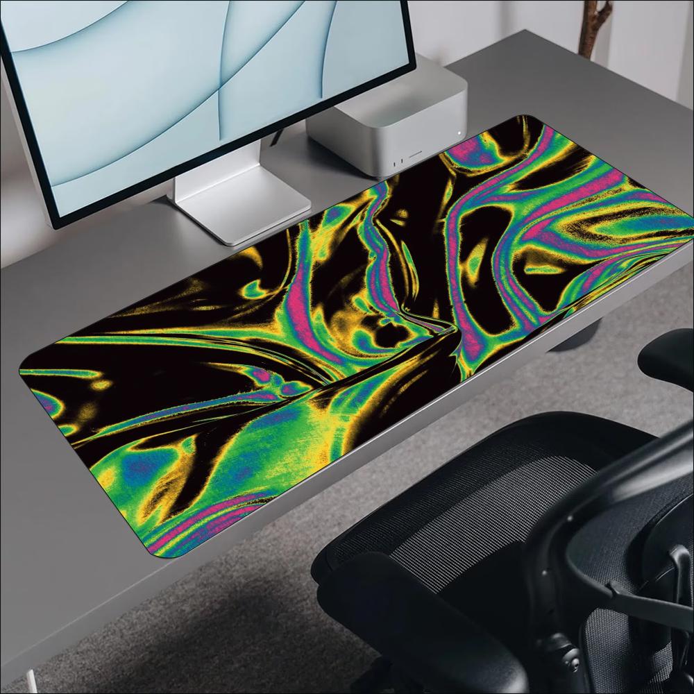 カラフルな液体渦巻模様の大型マウスパッド、滑り止めゴム縁、プ - Desk Setup Workspace のレビューと価格
