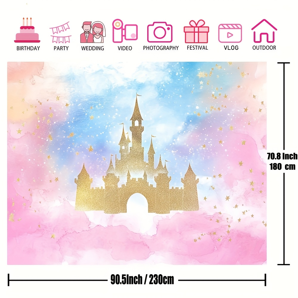 1 プリンセスキャッスル水彩パステルレインボー背景 - パー - Desk Setup Background のレビューと価格