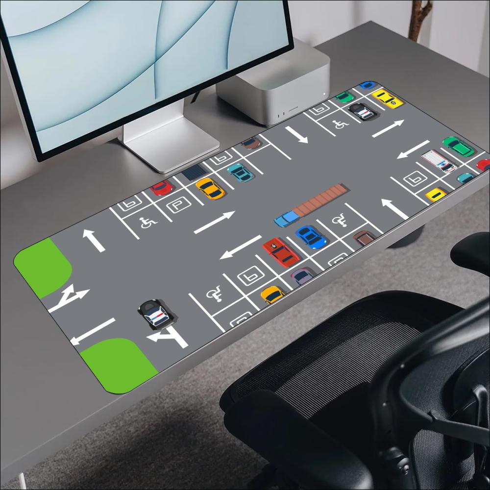 カートゥーンレーストラックカー柄大型マウスパッド、滑り止めゴ - Desk Setup Workspace のレビューと価格