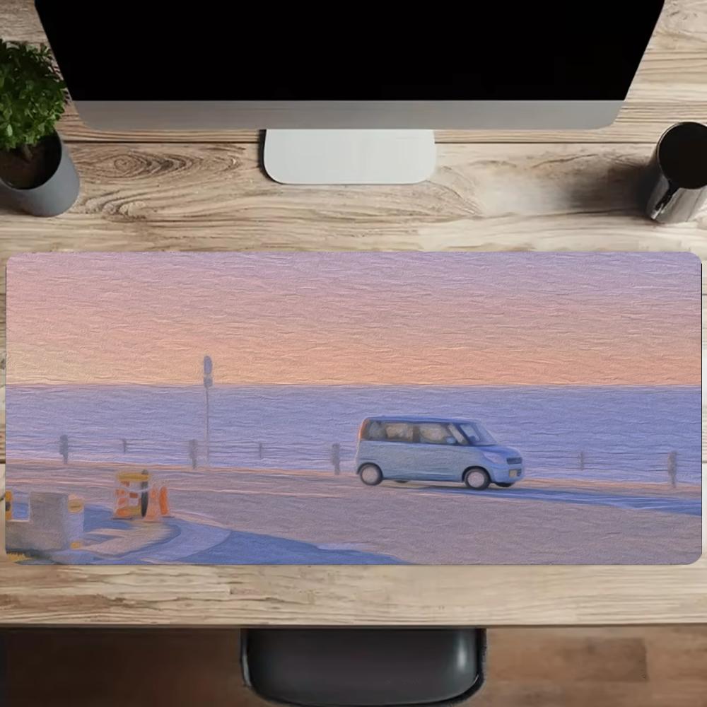 都会の街並みの油絵柄マウスパッド 大型セットアップ オフィス - Desk View Setup のレビューと価格
