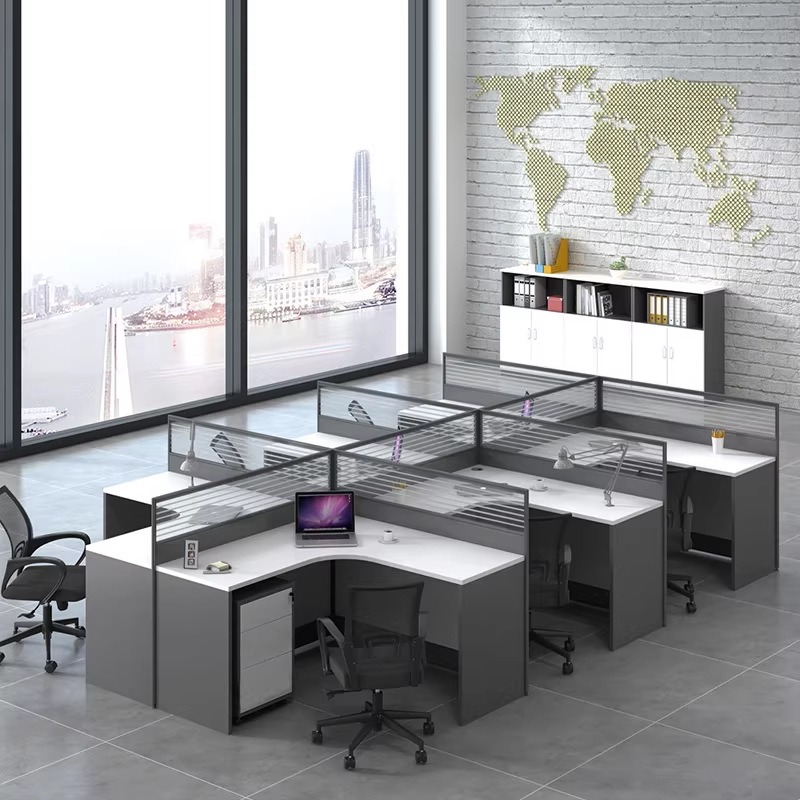 白いオフィスデスク（2人、4人、6人用）ドライキングテンコー - Desk Setup Corner のレビューと価格