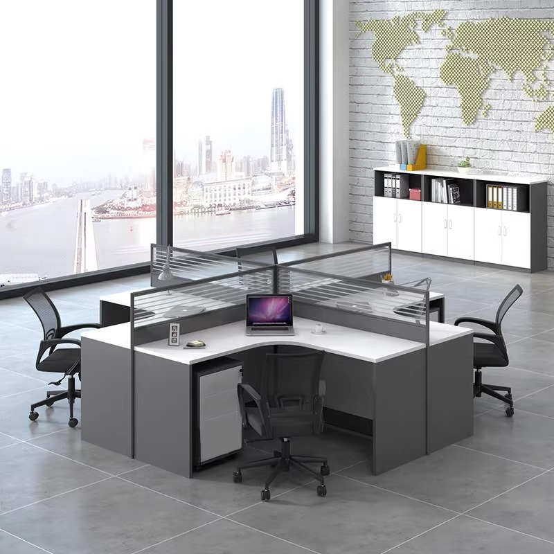 白いオフィスデスク（2人、4人、6人用）ドライキングテンコー - Desk Setup Corner のレビューと価格