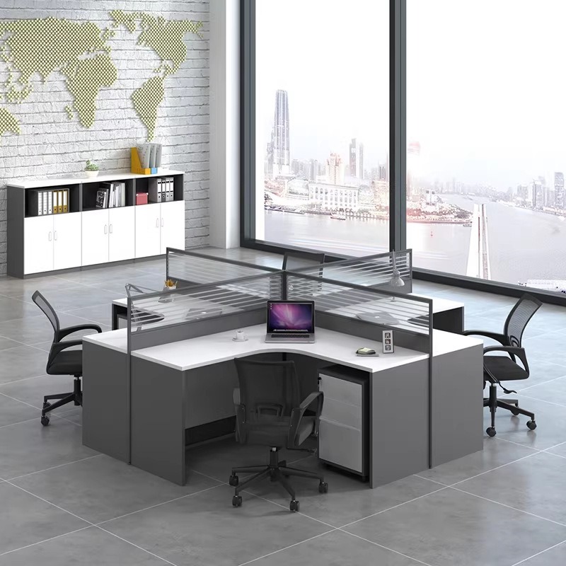 白いオフィスデスク（2人、4人、6人用）ドライキングテンコー - Desk Setup Corner のレビューと価格