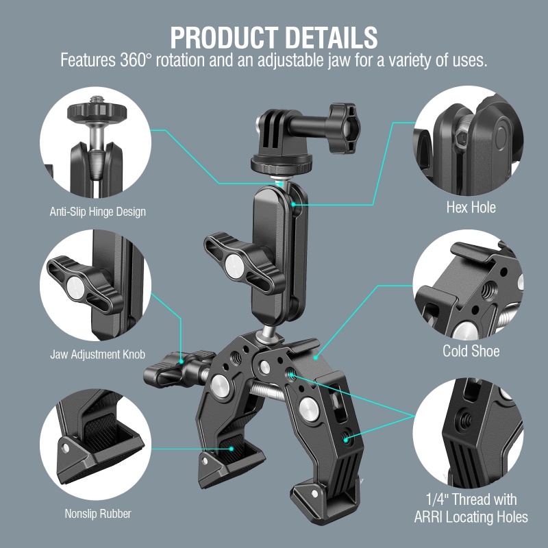 ユニバーサルアルミスーパーカンプ、ダブルボールヘッドマジック - Monitor Arm Clamp のレビューと価格
