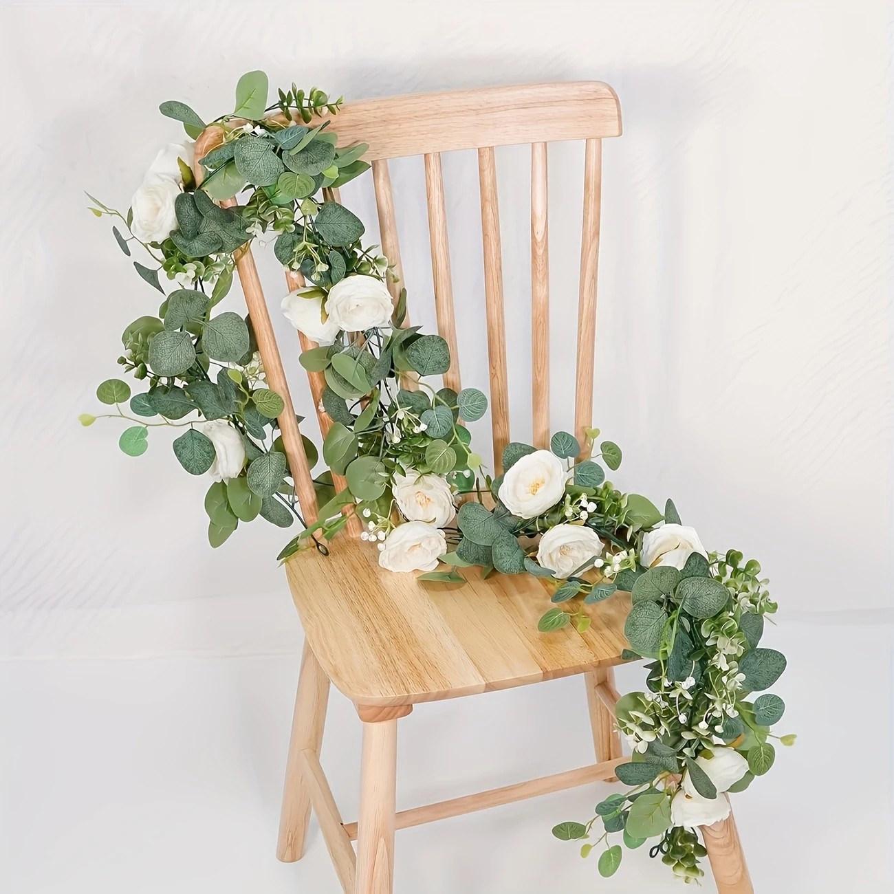 70インチのユーカリとバラのガーランド - 家庭用装飾、結婚 - Desk Setup Background のレビューと価格