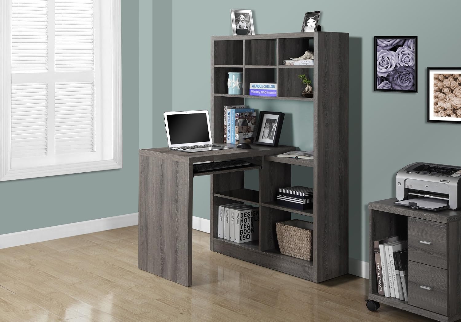 調節可能な棚と収納本棚付きコーナーデスク、長さ60インチ、左 - Desk Setup Corner のレビューと価格