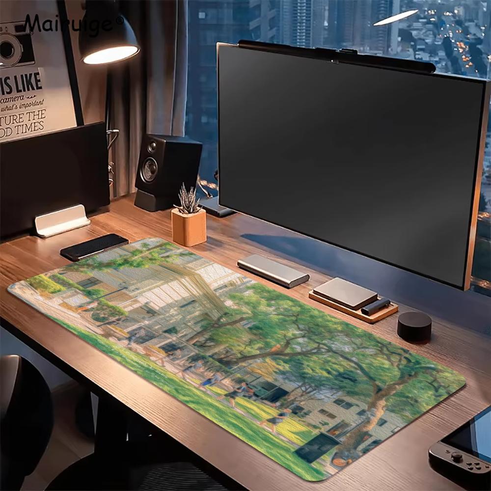 都会の街並びの油絵柄マウスパッド オフィス装飾 ゲーミングセ - Desk View Setup のレビューと価格
