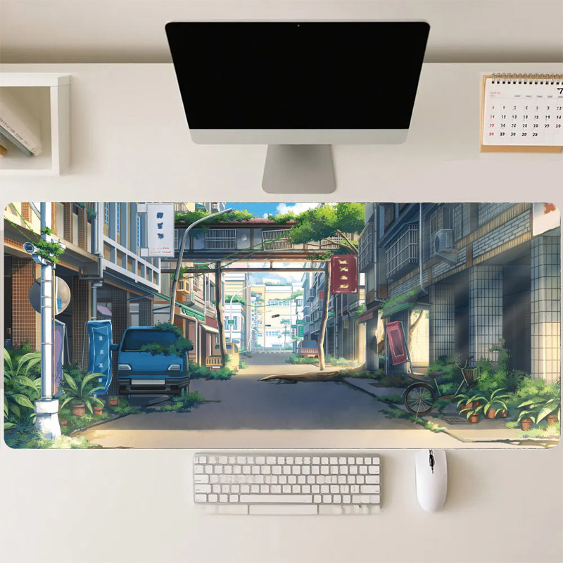 大型ゲーミングマウスパッド滑り止めストリートビューデスクマッ - Desk View Setup のレビューと価格