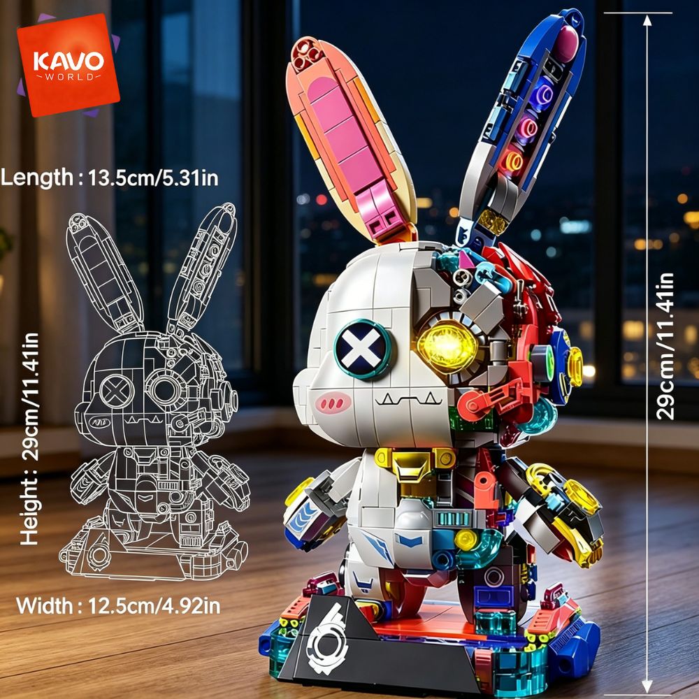 KAVOWORLD 1377ピース ロボットウサギ 組み立て - Desk Setup Gifts のレビューと価格