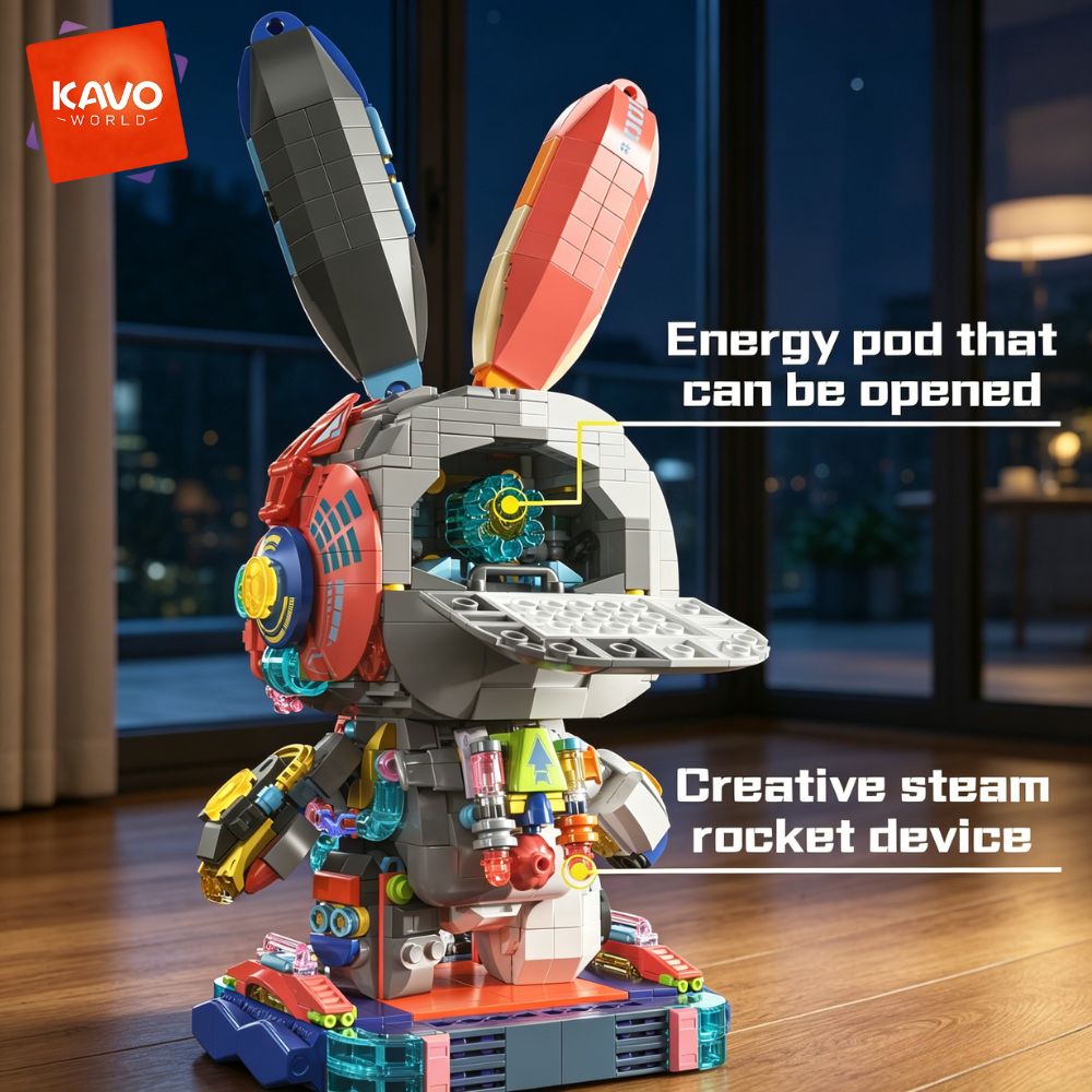 KAVOWORLD 1377ピース ロボットウサギ 組み立て - Desk Setup Gifts のレビューと価格