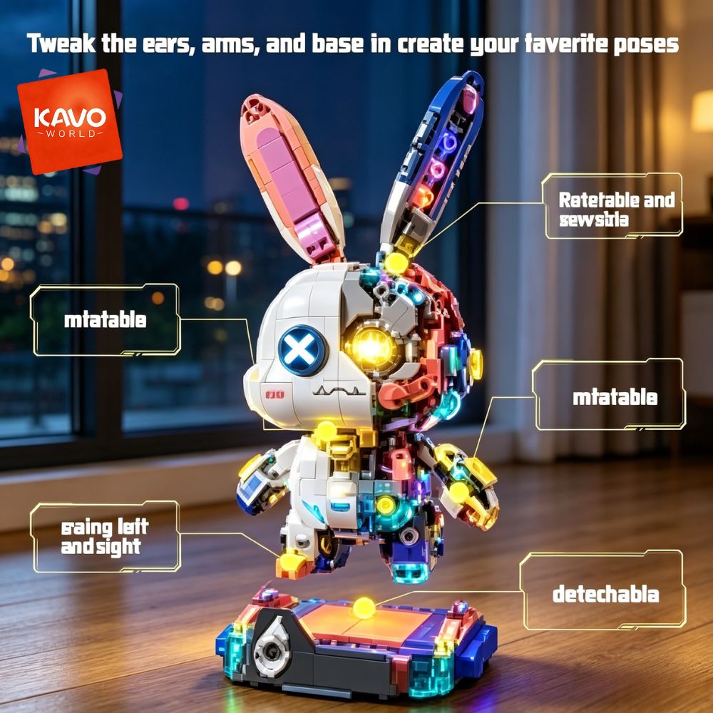 KAVOWORLD 1377ピース ロボットウサギ 組み立て - Desk Setup Gifts のレビューと価格