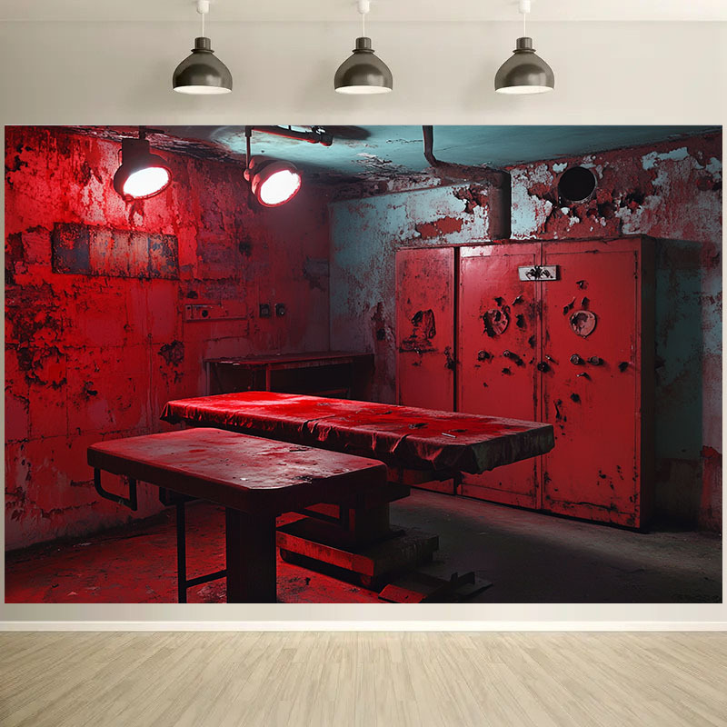 1pc 2D ホラーをテーマにした赤い背景のバナー - ゴー - Desk Setup Background のレビューと価格