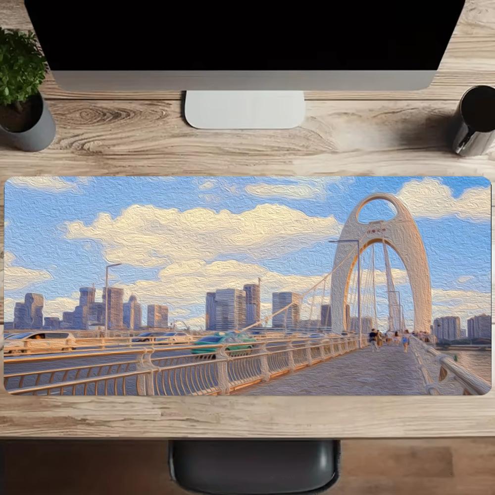 都会の街並みの油絵マウスパッド 大型セットアップ オフィス装 - Desk View Setup のレビューと価格