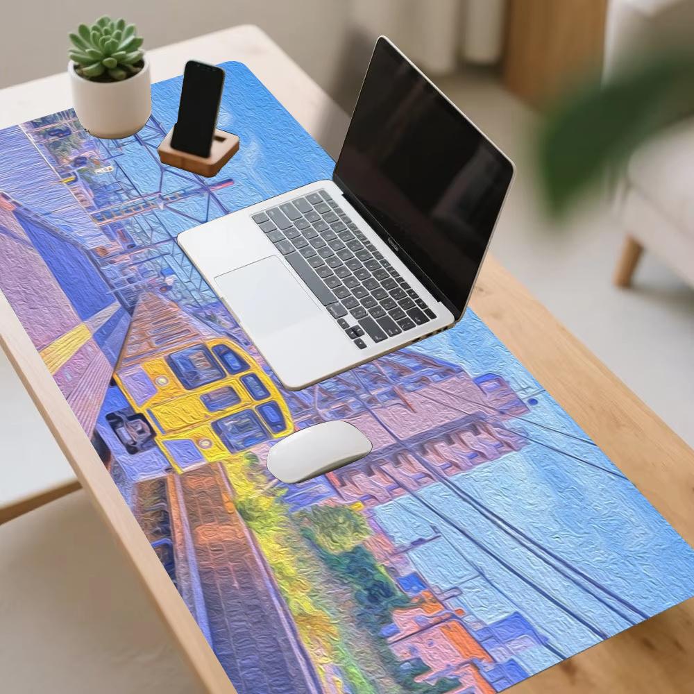 都会の街並みの油絵マウスパッド 大型セットアップ オフィス装 - Desk View Setup のレビューと価格
